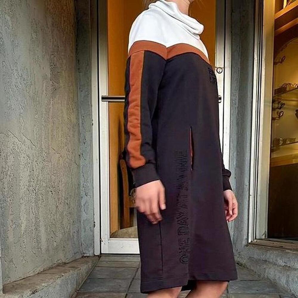 Dolcezza Colorblock Cowl Neck Sweatshirt Dress Medium - Picture 4 of 6